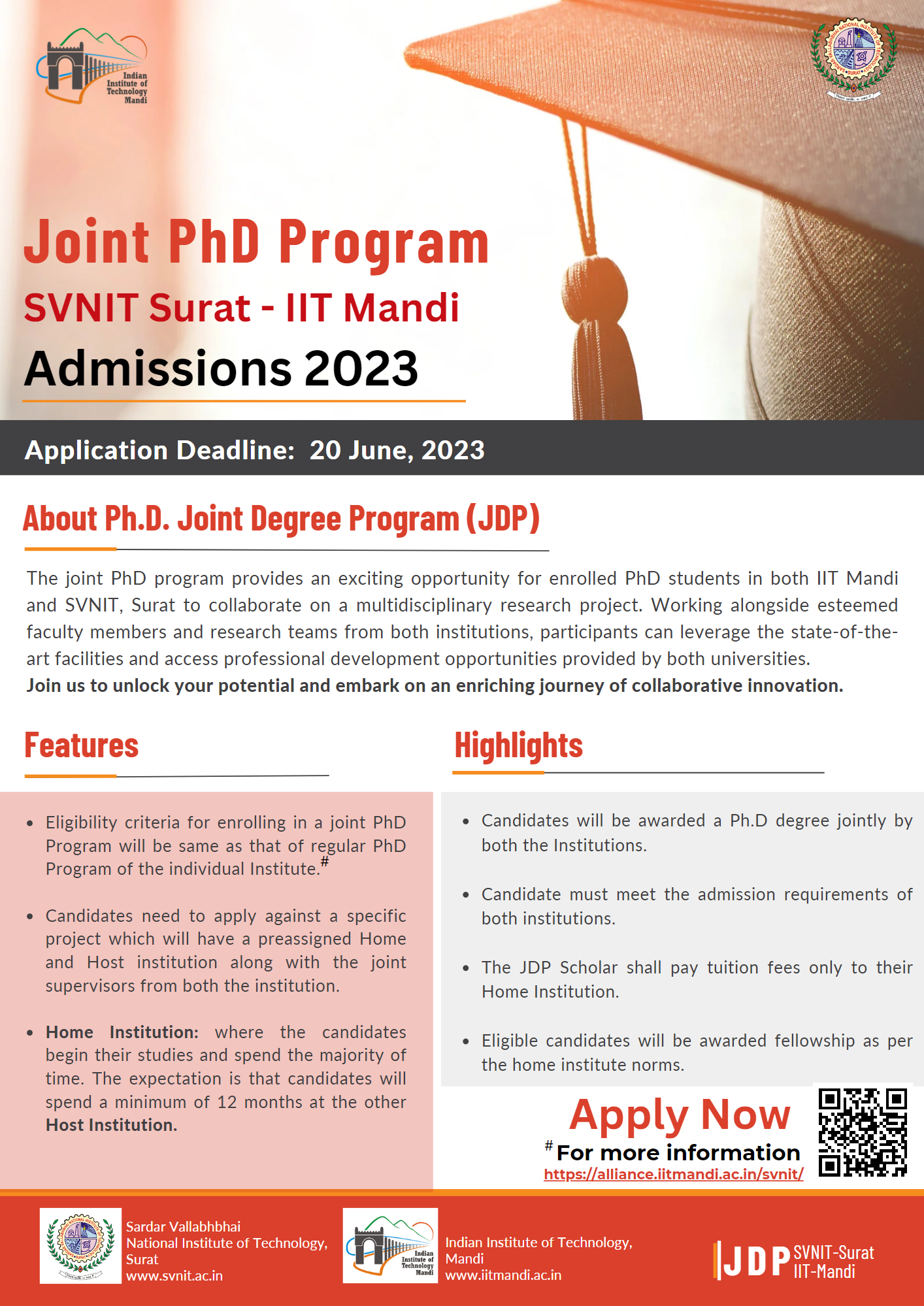 Joint PhD Program- (IIT Mandi - SVNIT Surat)